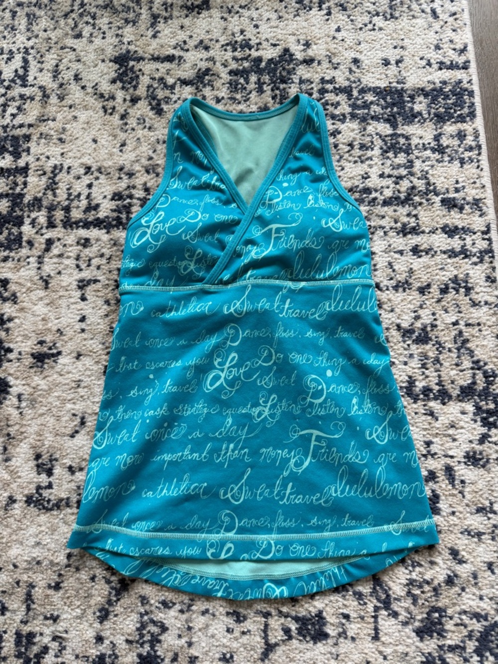 ❤️SOLD VINTAGE LULULEMON Teal Script Athletic Tank Top